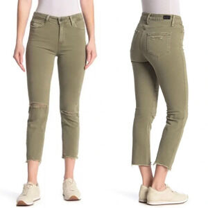 New PAIGE Hoxton Slim Crop Jeans Vintage Green Springs NWT Denim